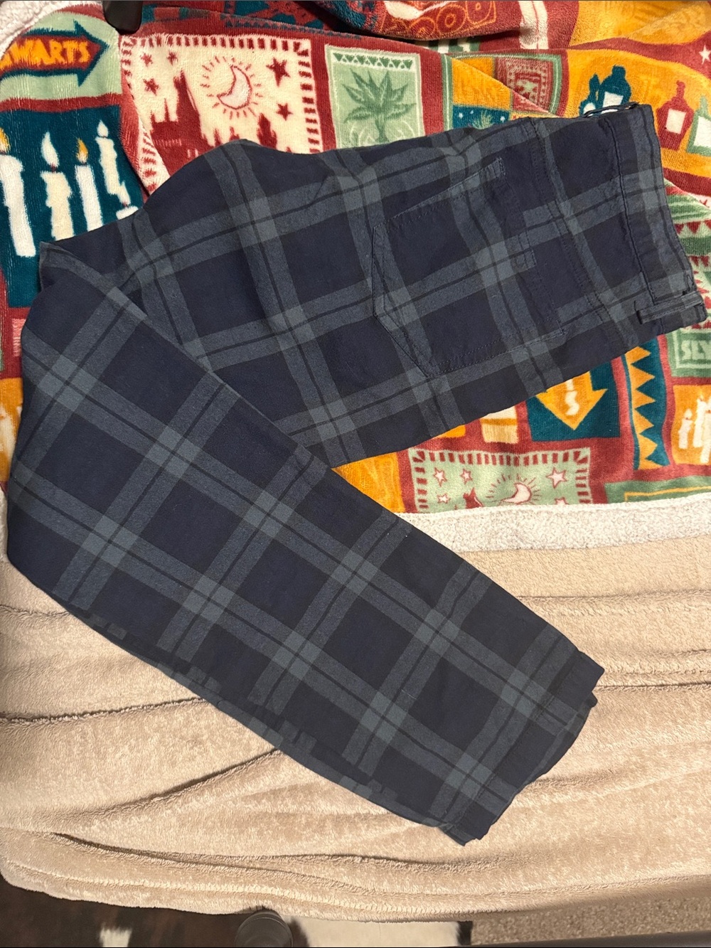 Brandy Melville John Galt Navy Plaid Zip-front Pants